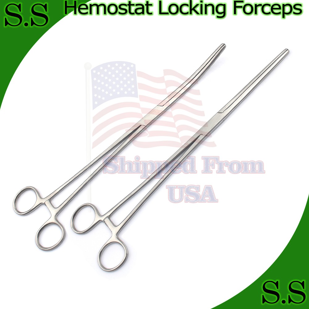 HEMOSTATS / LOCKING FORCEPS 12" NEW 1 curved 1 straight