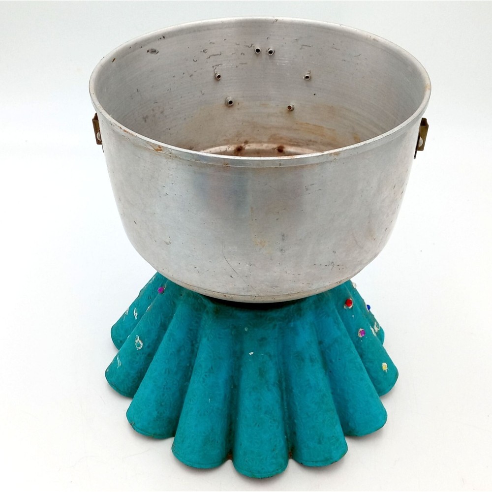 Robot Art Turquoise Planter OOAK Humanoid Assemblage Character Vintage