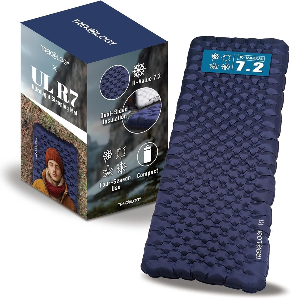 Ultralight Camping Sleeping Pad 4" Thick 7.2 R-Value Waterproof Compact