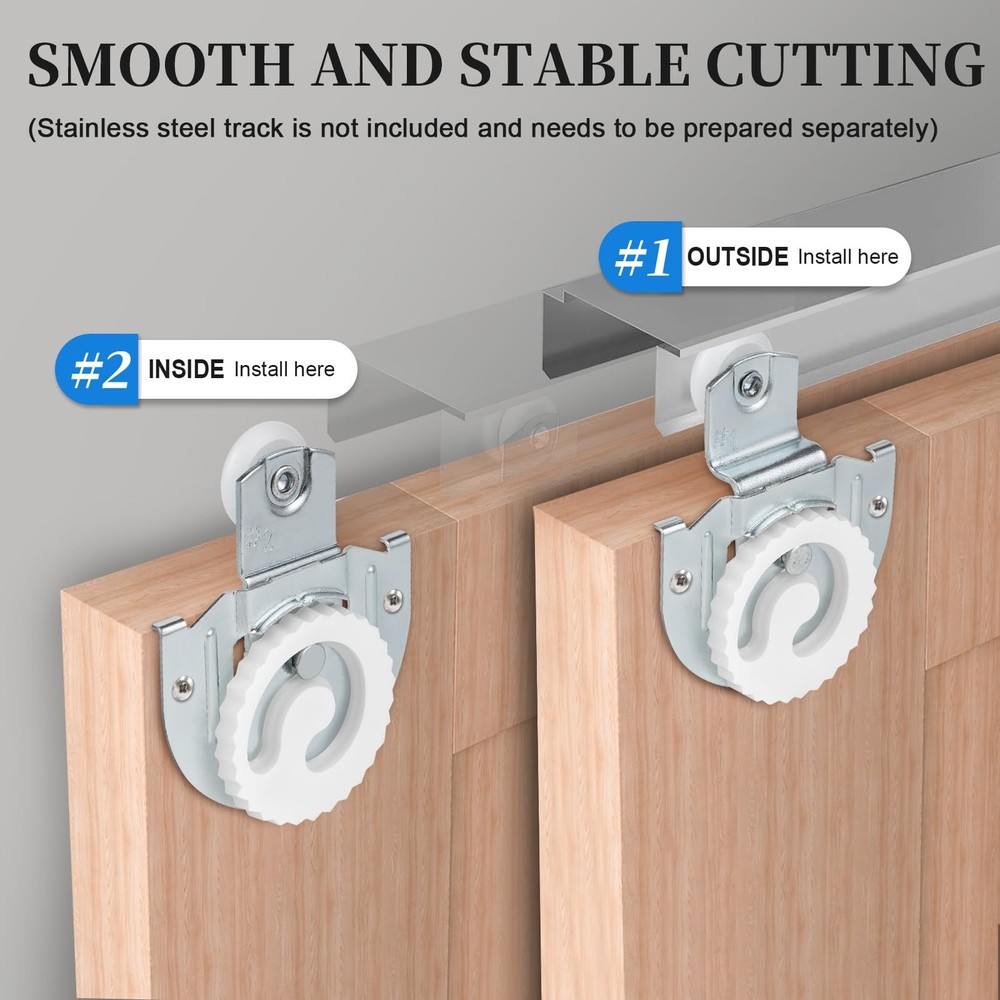 Sliding Closet Door Hardware Set, 4 Pack Wardrobe ‎‎4 Silver