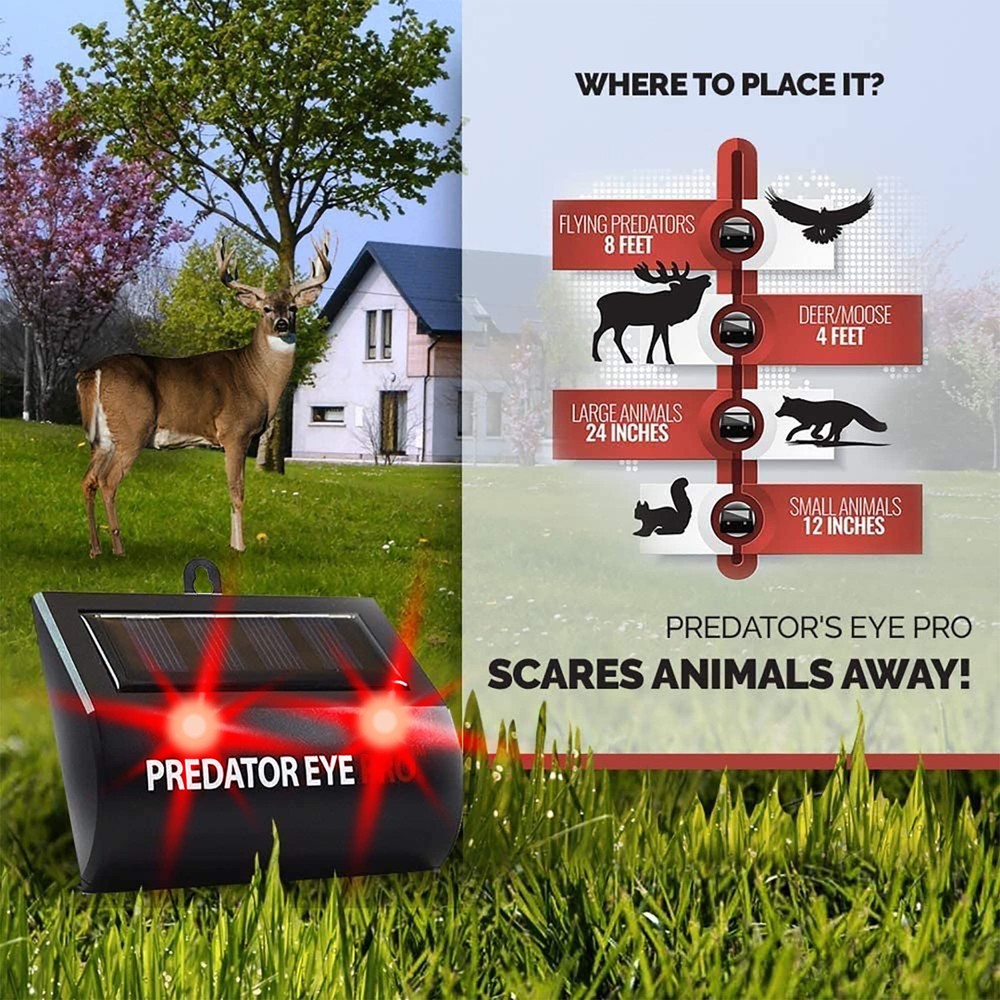 Solar Powered Pest Control Device Two Pack Humane Animal Deterrent 4600 Sq Ft