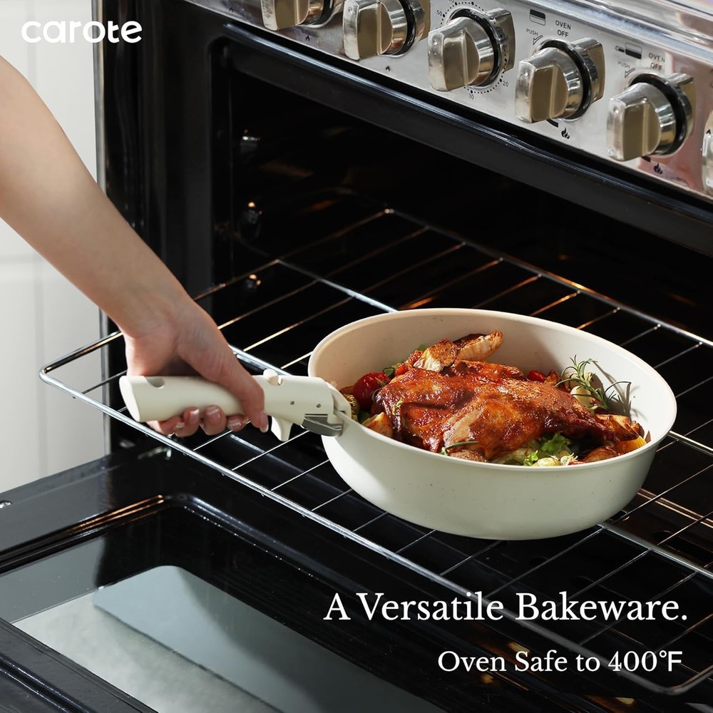 Space-Saving 17-Piece Nonstick Kitchen Set with Detachable Handles & Essentials
