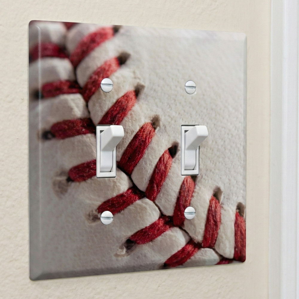 Baseball Stitch Double 2 Light Switch Wall Plate Cover Switchplate Seam NEW