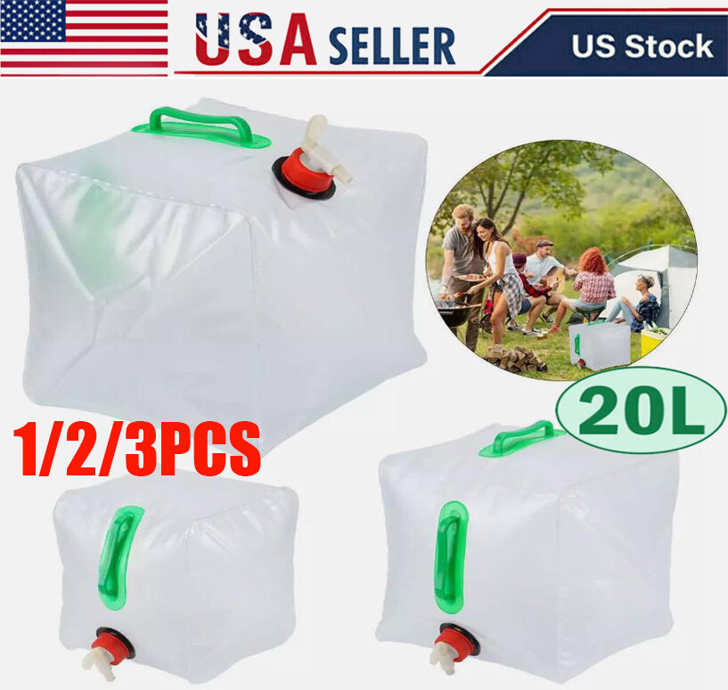 1-3 PACK 20L Foldable Cube Camping Water Container Collapsible Hiking Water Bag