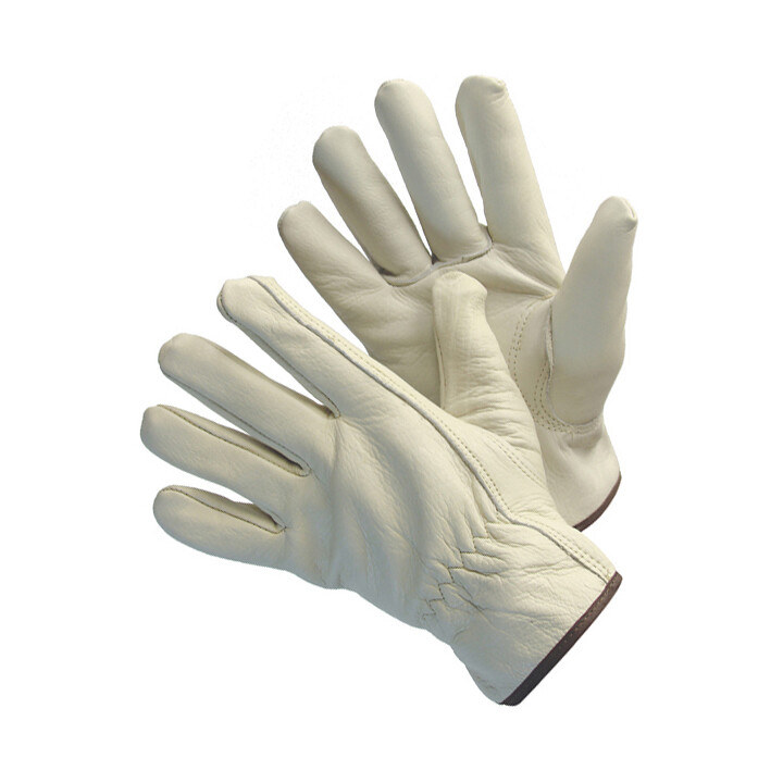 2-PAIR FULL COW GRAIN LEATHER DRIVER WORK GLOVES KEYSTONE - SIZE - LARGE