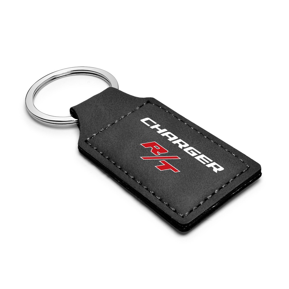 Dodge Charger R/T Rectangular Black Leather Key Chain Key-Ring