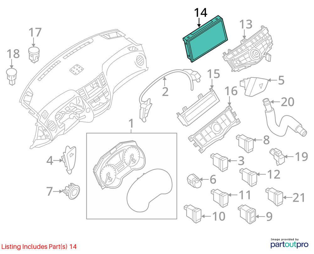 Info-GPS-TV Screen Display Screen Dash Fits 11-17 QUEST 1019782