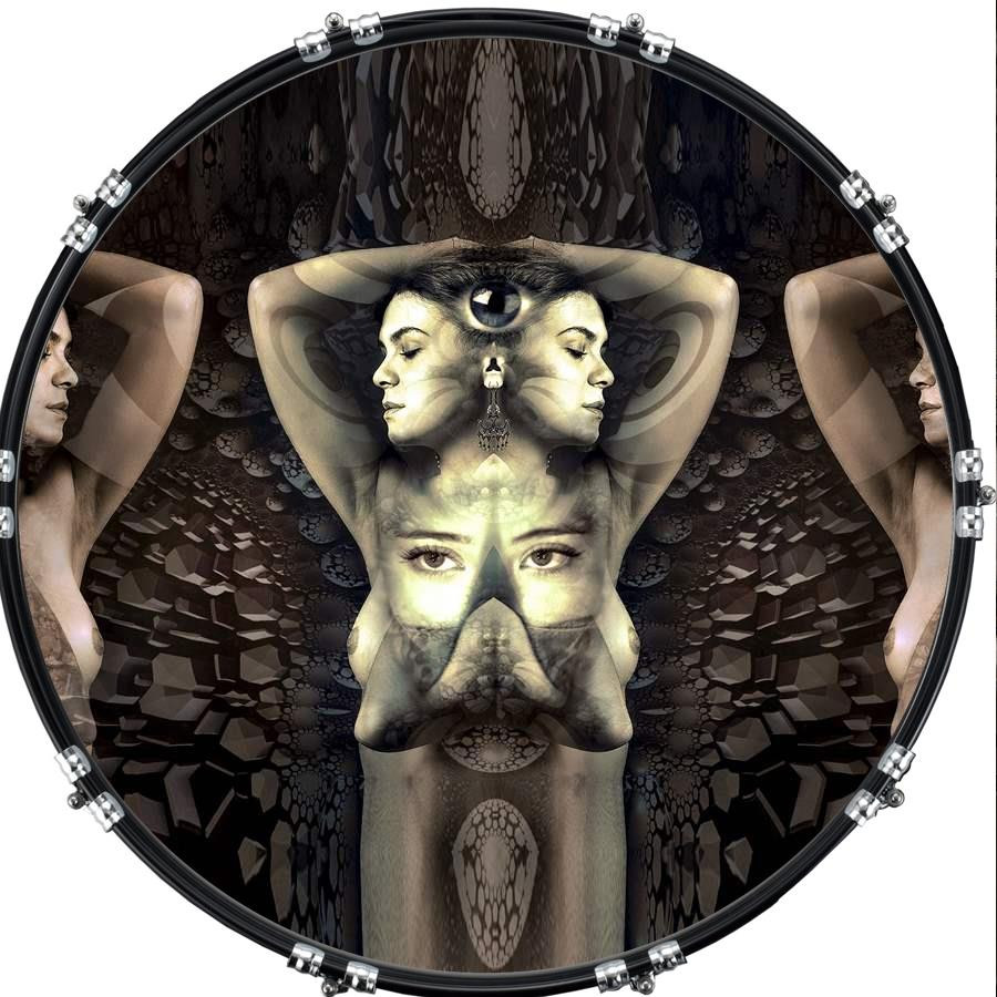 20" Custom Bass Kick Drum Front Head Skin Graphical Abstract Refelctions