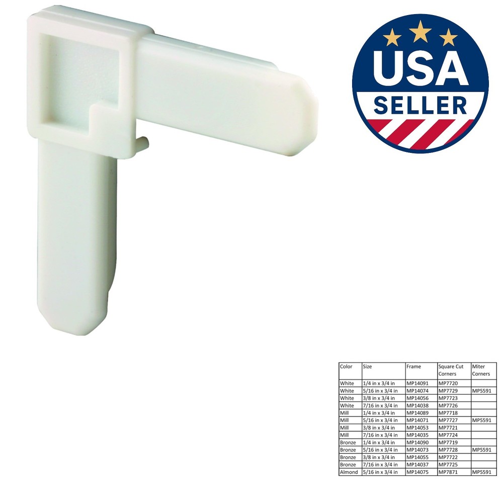Square-Cut White Screen Frame Corners - 100 Pack, Perfect for DIY Projects