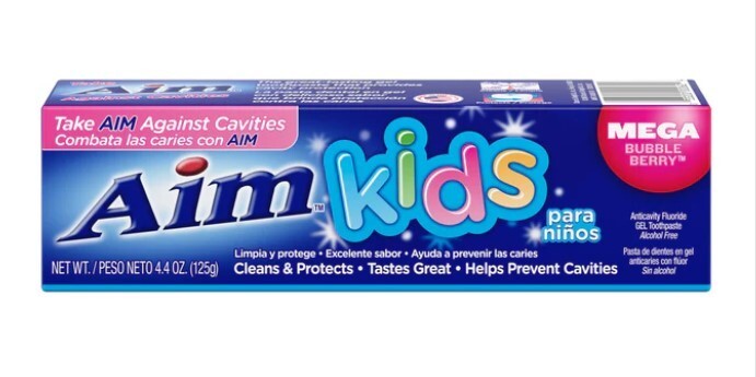 3 Pack AIM Kids Mega Bubble Berry Gel Anti-Cavity Toothpaste, 4.4 oz.