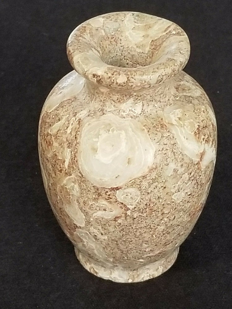 Small Multi Color Hand Carved Stone Urn / Display / Decorator Piece: 3" Tall