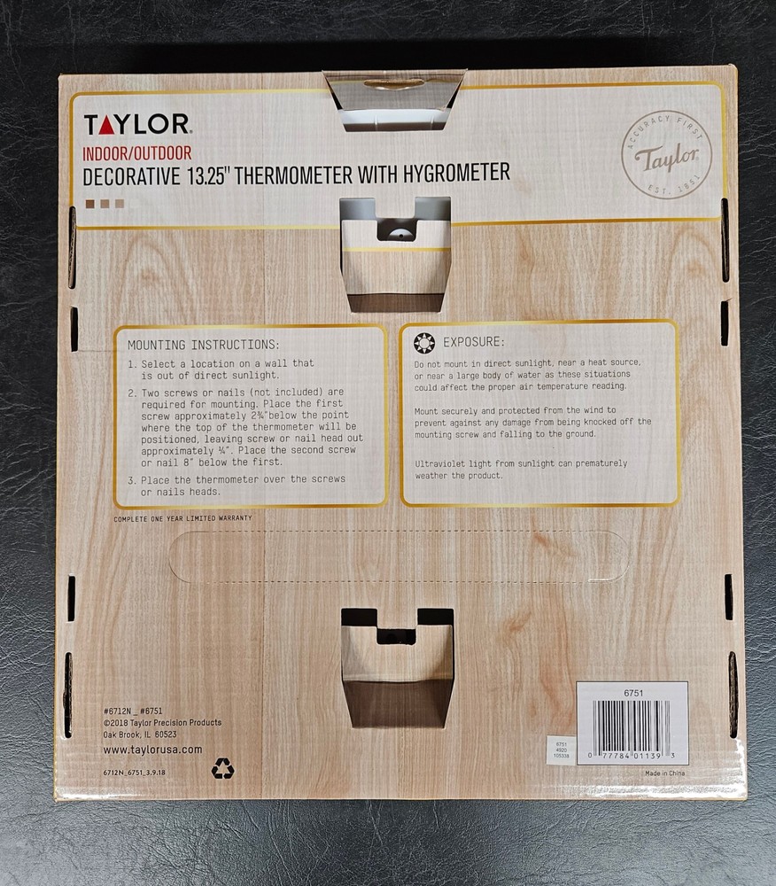Taylor Thermometer with Hygrometer *NEW