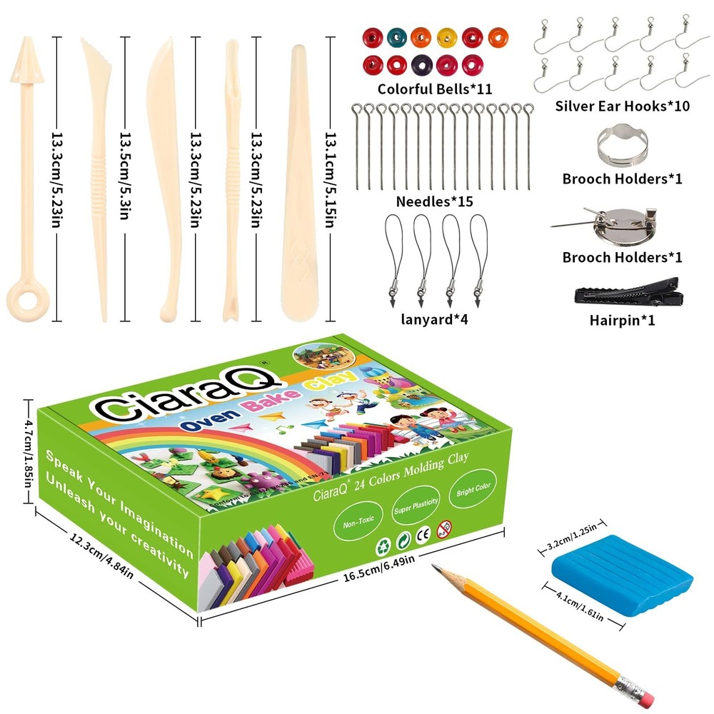 CiaraQ Polymer Clay Starter Kit, Oven Bake Modeling Clay with Sculpting Tools...