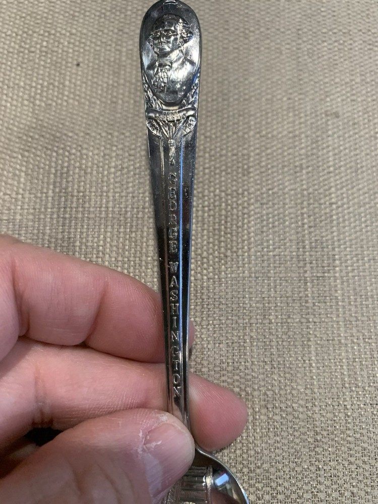 Vintage Silver Plated Souvenir Spoon Featuring George Washington Mount Vernon