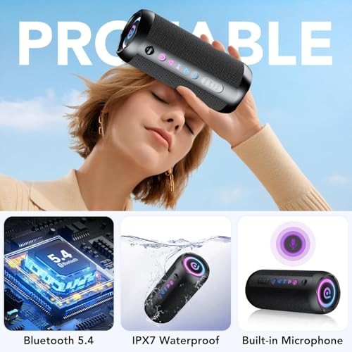Portable Bluetooth Speaker, Bluetooth 5.4 Speaker, 30W Dual Speaker, 2.0 Black
