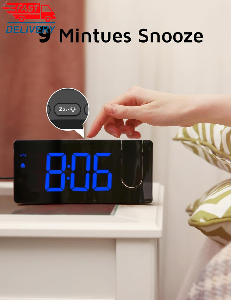 Projection Alarm Clock, Digital Clock with 180° Rotatable Projector 👌✌️