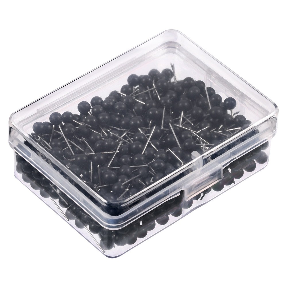 500 Pack Map Push Pins Bulk 1/8 Inch Black Tacks 1/ 8 Inch,