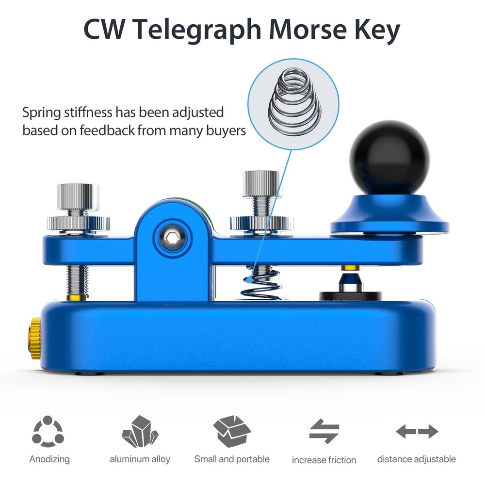 Mini Morse Radio Key CW HAM Send Telegram Double Paddle Morse Code Key with A...