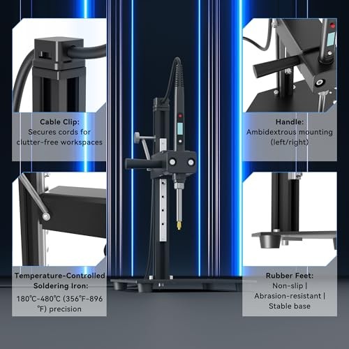 Vertical Heat Set Insert Tool Pressing Machine with 80w Soldering Iron Black