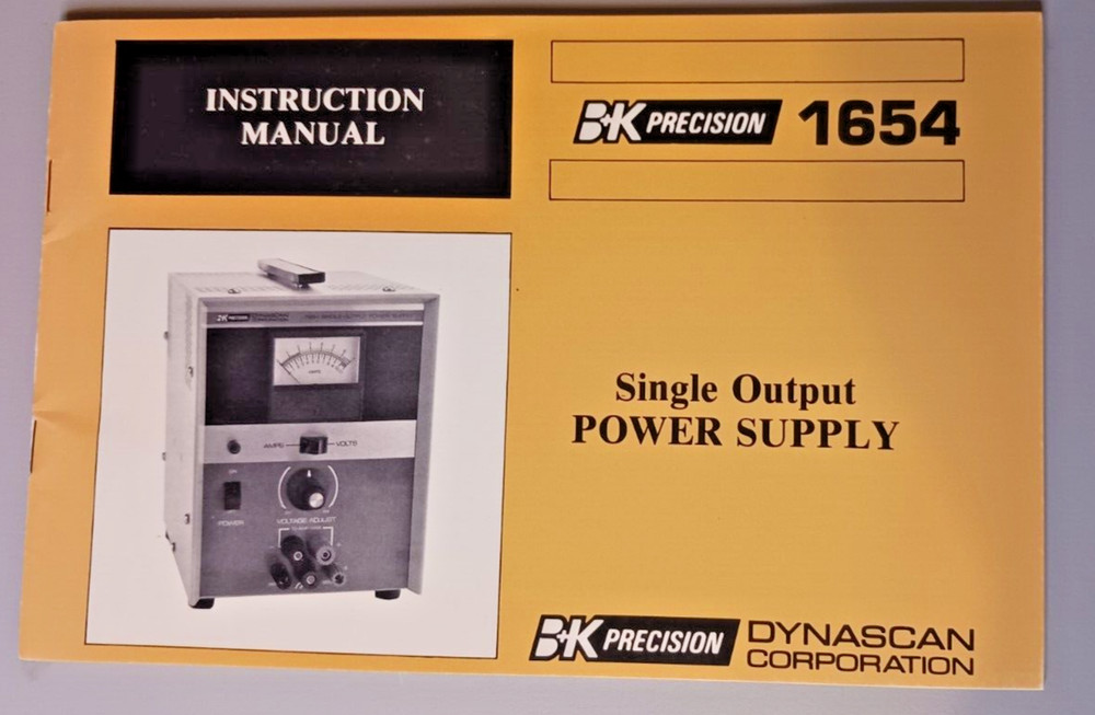 Original B&K 1654 Power Supply Instruction Manual