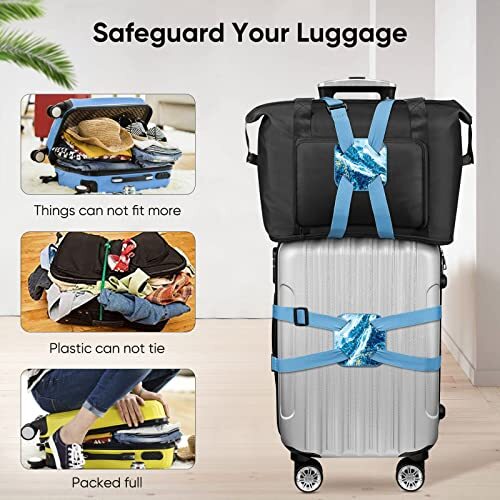 Luggage Strap, Bag Bungee Suitcase Adjustable Elastic Strap Belt Travel
