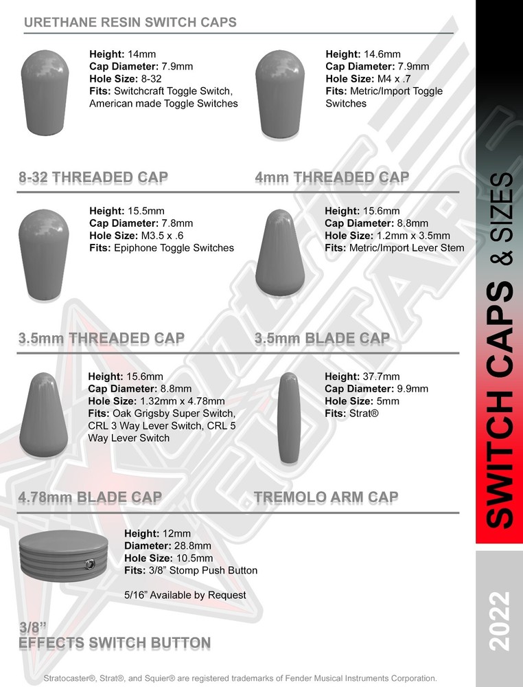 Xentric Guitars - SPRING PEARL Series Resin Guitar Knobs & Switch Caps
