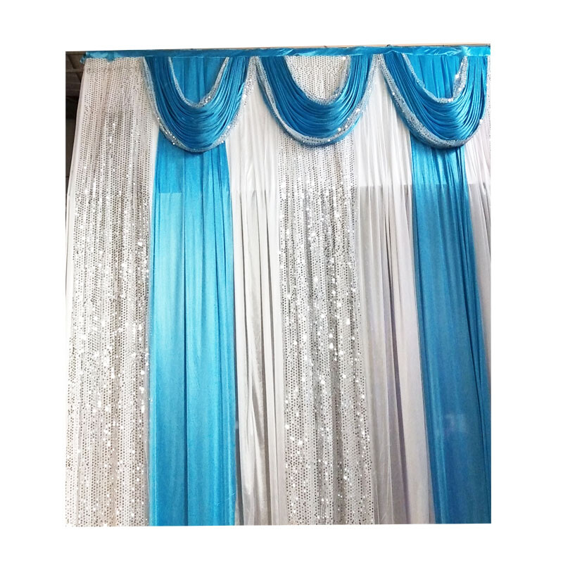 Drapes Swag Silk Fabric Decoration Blue Nice Fold Wedding Stage Backdrop