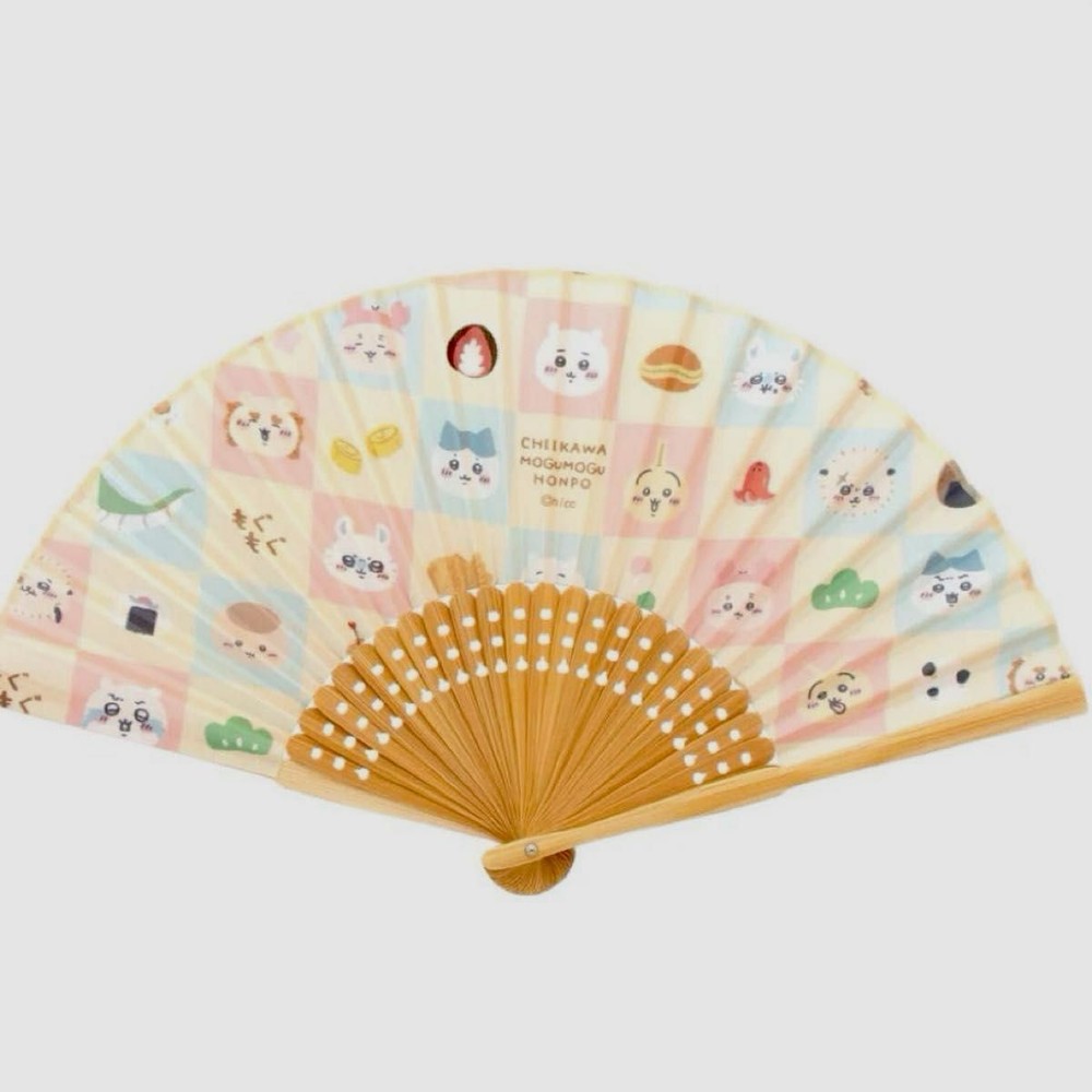 Folding Sensu Fan Unopened Mogumogu Honpo checkered pattern