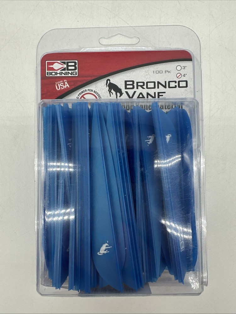 100X Bohning Bronco Vanes, 4", Blue, AR1000 Vane Material