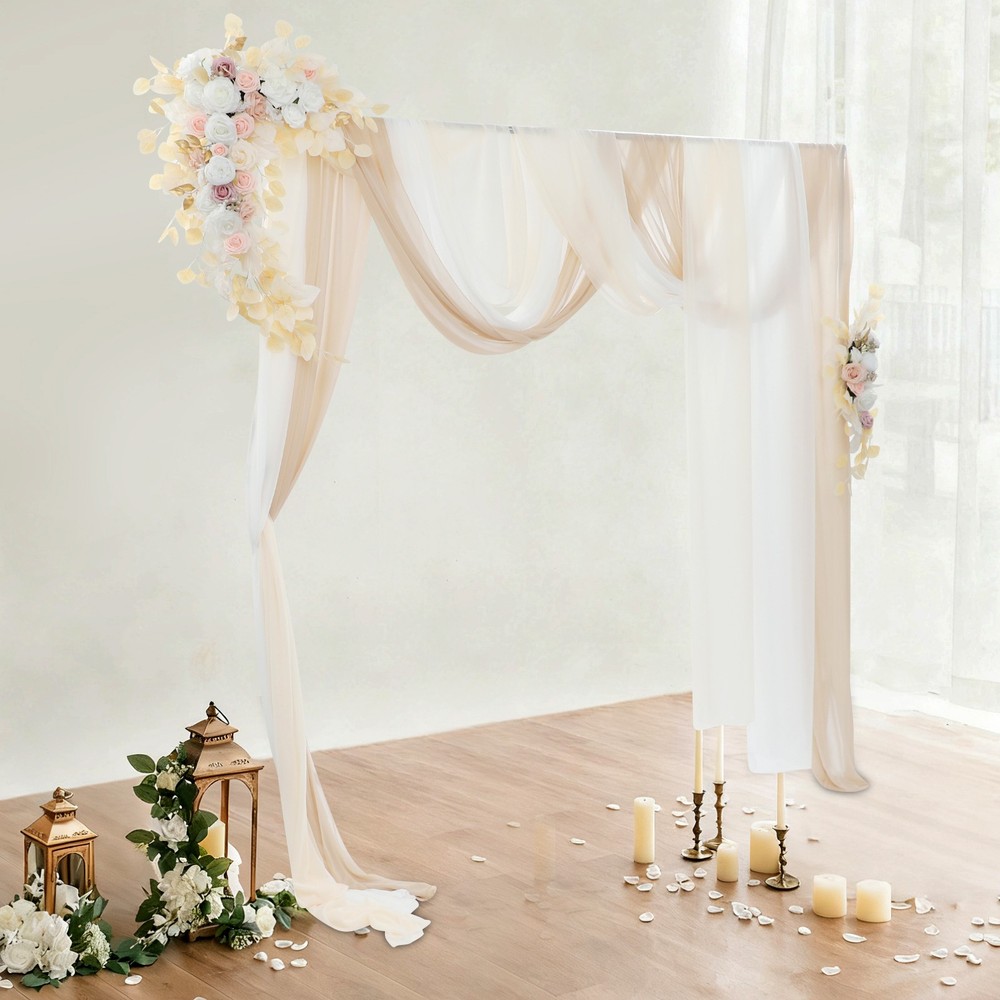 Decorative Artificial Flowers Artificial Wedding Arch Flower Kit With Drapes