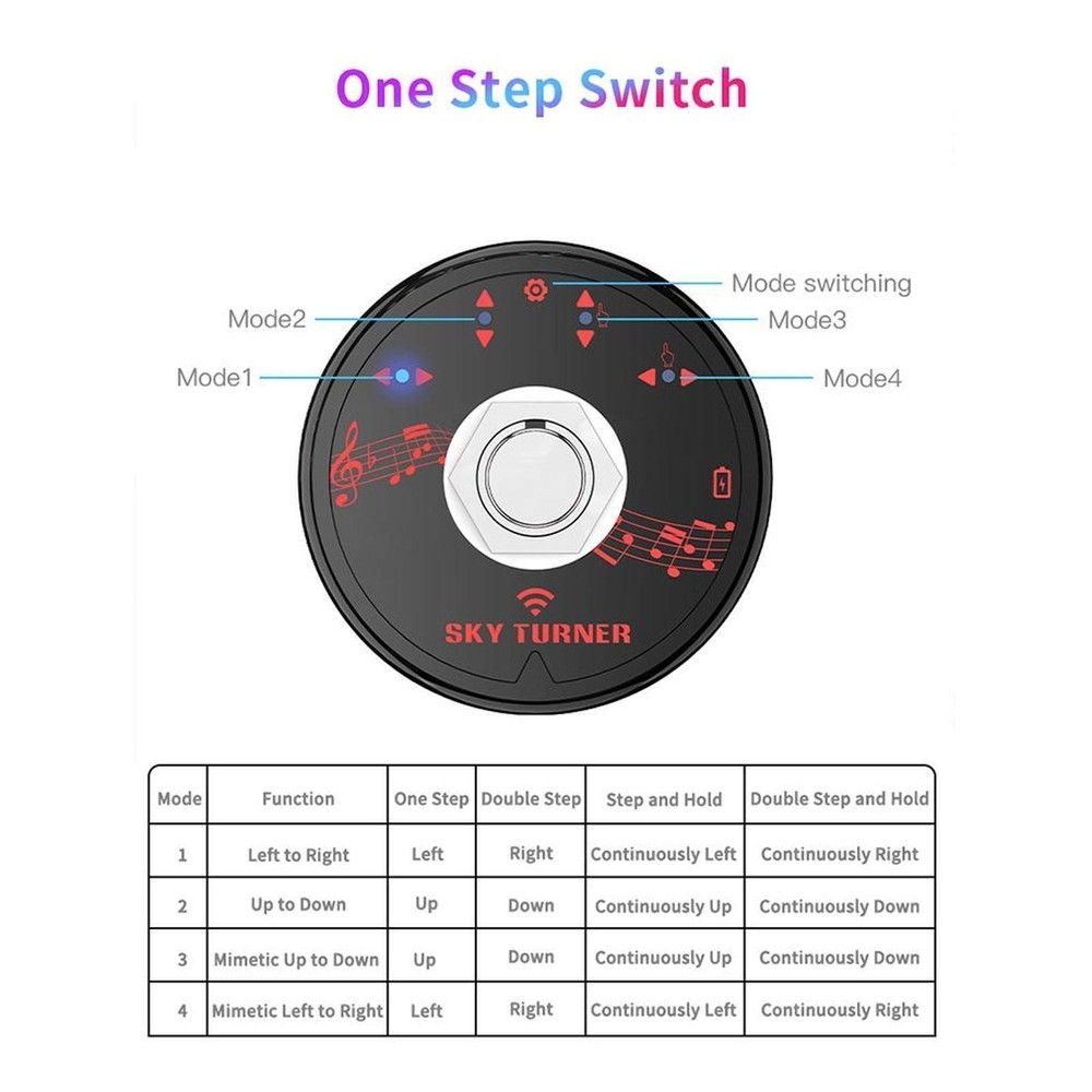 Magic 15M Bluetooth Page Turner Pedal Wireless Foot Switch for Music Sheet
