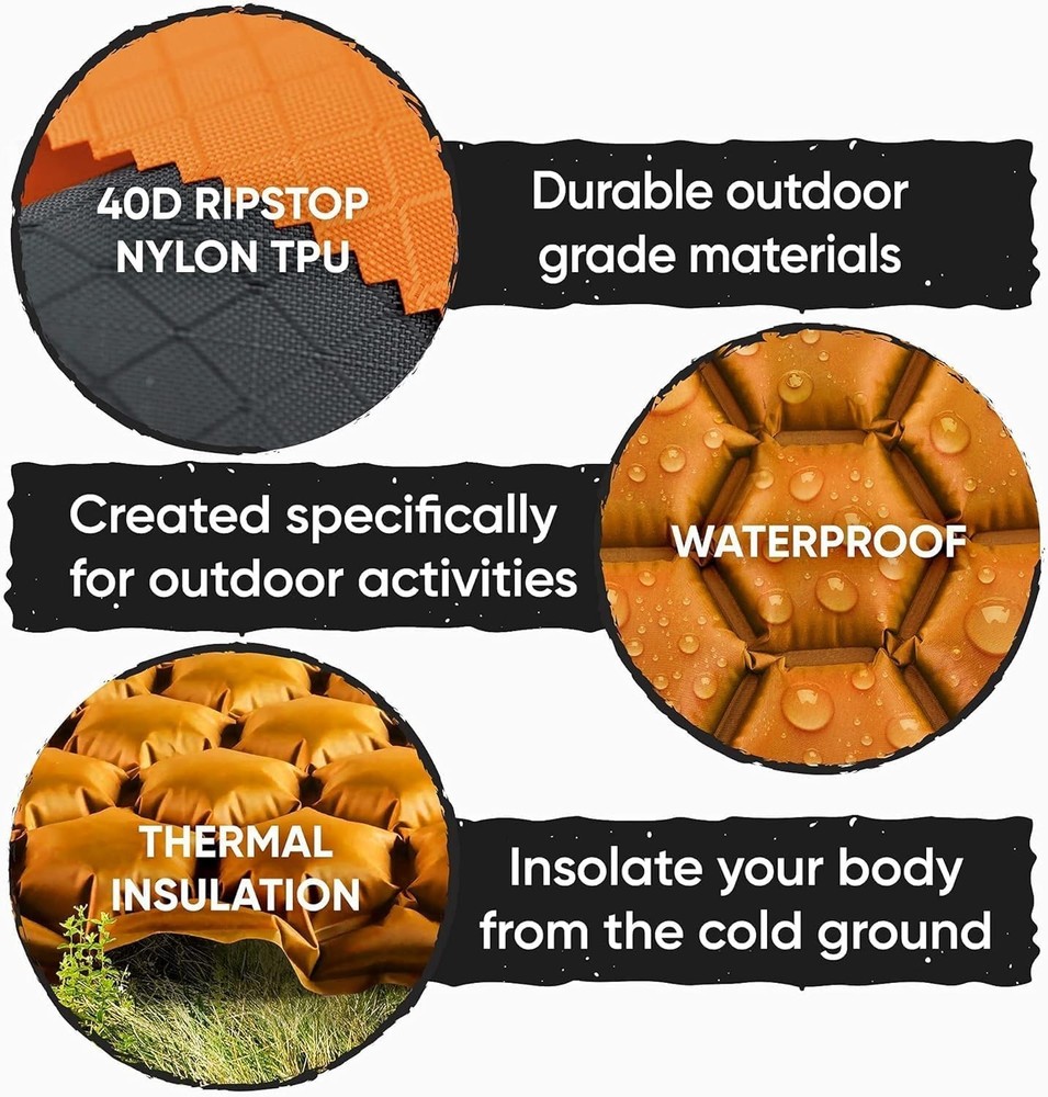 Ultralight Inflatable Camping Sleeping Pad Waterproof Compact for Backpacking