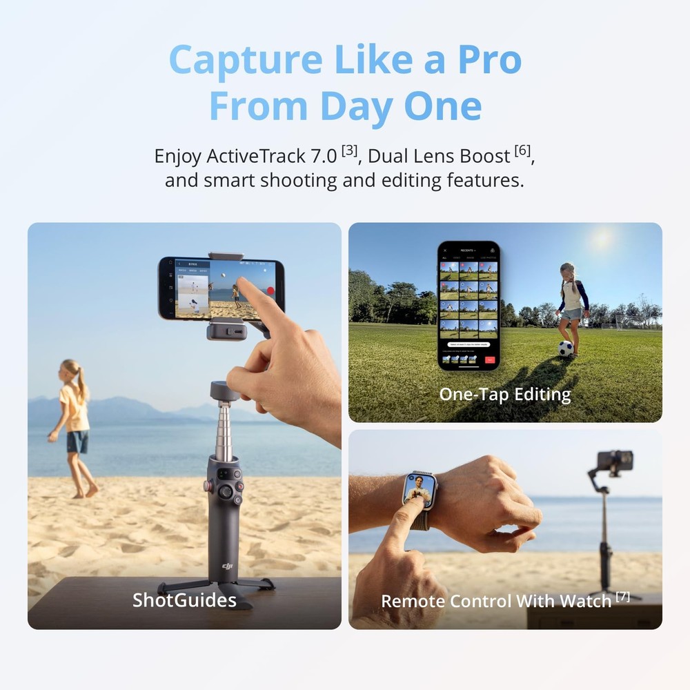 DJI Osmo Mobile 8 Advanced Tracking Combo Gimbal Stabilizer for Phone, black
