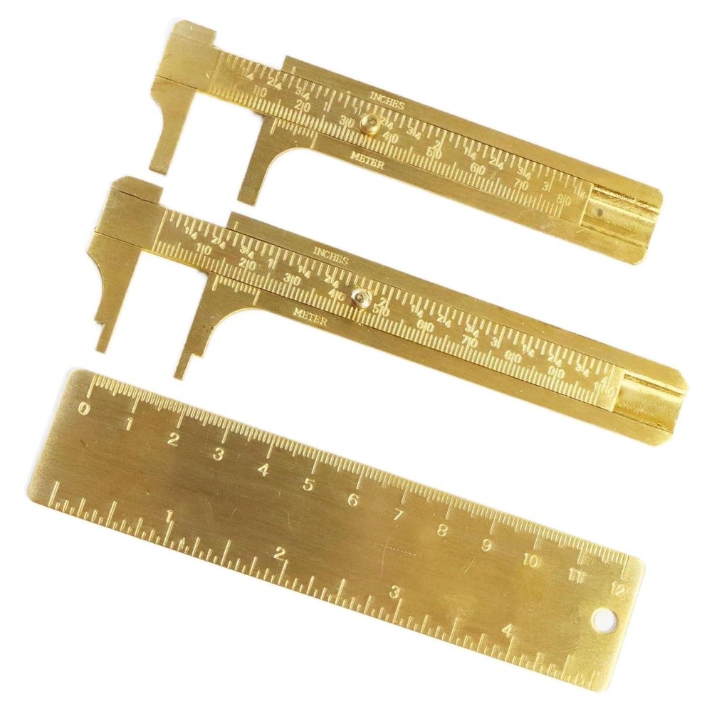 3Pcs Brass Vernier Caliper Pocket Caliper Handy Caliper Measuring Mini Tool Doub