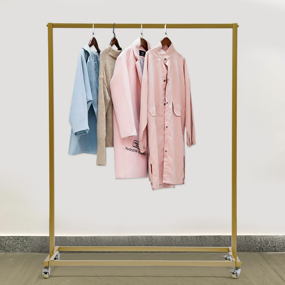 Industrial Iron Clothes Rail Storage Garment Shelf Hanging Display Standing Rack