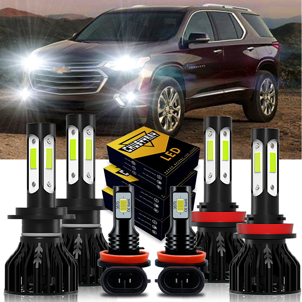 For 2013-2016 2017 2018 Chevy Traverse LED Headlight Hi/Lo+Fog Light Bulbs Combo