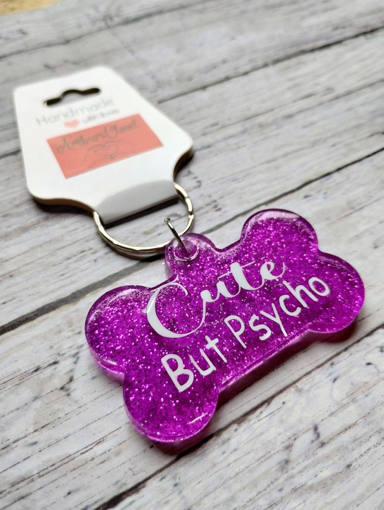 Personalized Resin Bone Dog Tag ID Customized with name & phone FUNNY Handmade