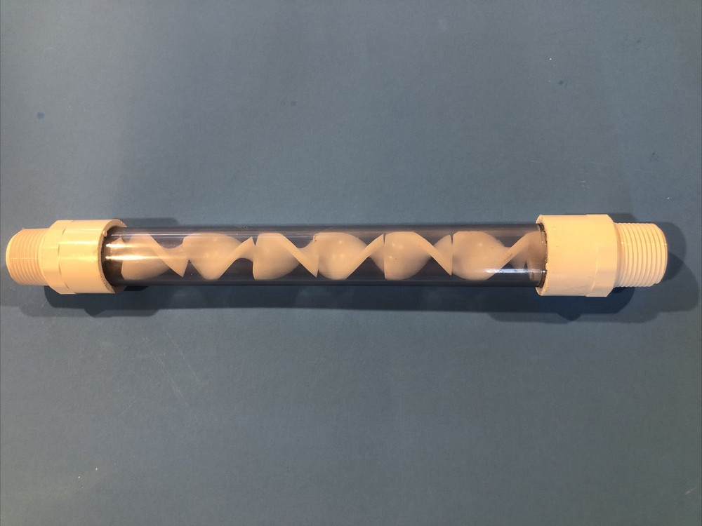 Static mixer 1" clear schedule 40 , viscous , pastes, high viscosisty, Nitrox