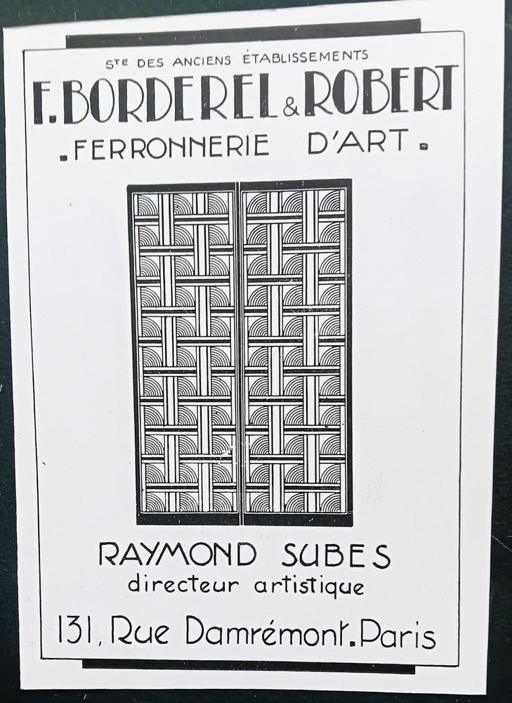 1930' Antique Art Deco Ironwork Borderel Robert Old Advertising