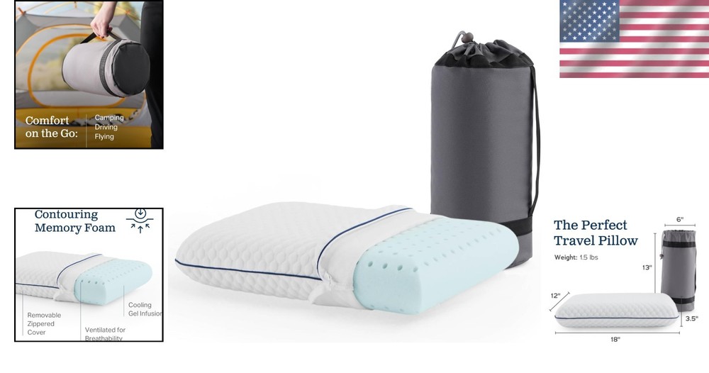 Gel Memory Foam Camping Pillow - Travel Essential