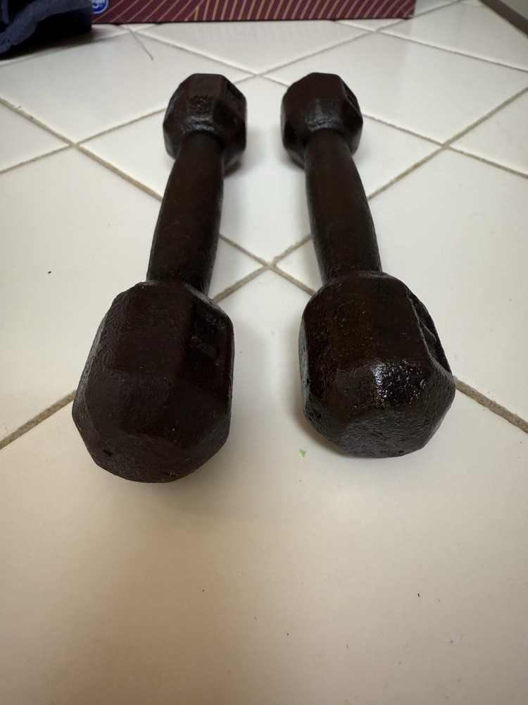Vintage Cast Iron Dumbbell 1 Pound Weights "M" 1 Lb Weight