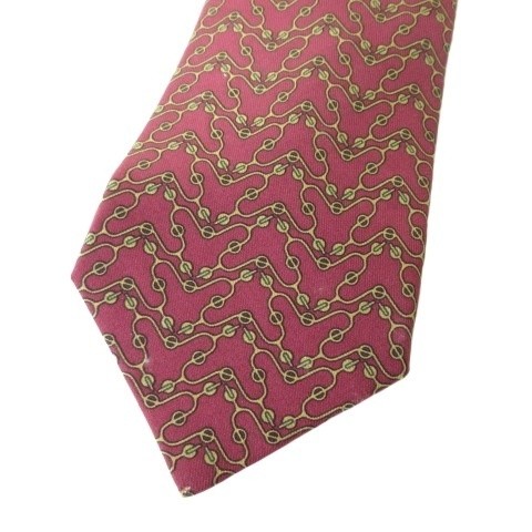 HERMES Tie Silk 925HA All over Pattern Bordeaux men's