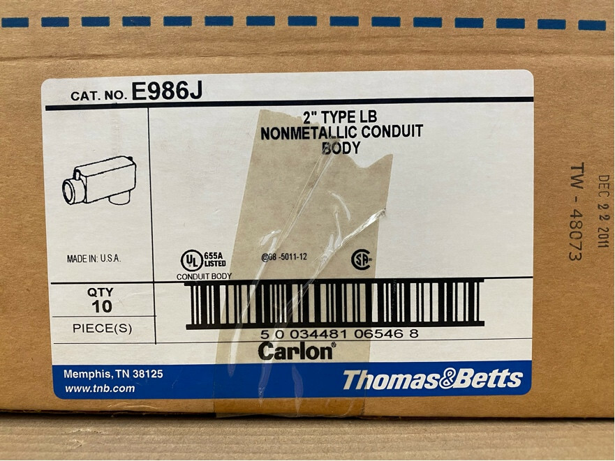 Thomas and Betts E986J  PVC Access Type LB Conduit 2" Body