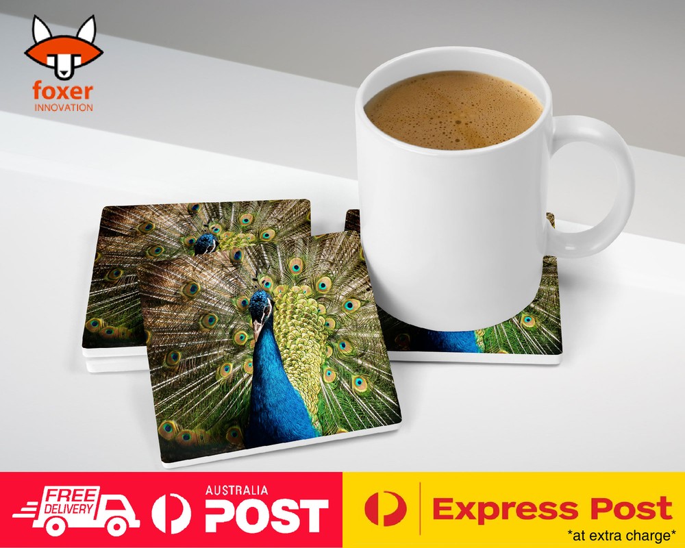 COASTER COFFEE DRINKING MAT|BEAUTIFUL PEACOCK BIRD #10