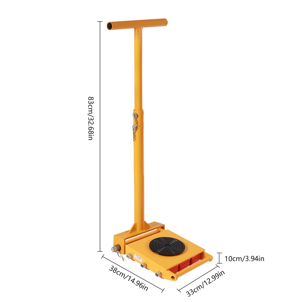 15T Machinery Mover 9 Rollers Machine Dolly Skate 360° Rotation Cap with Handle