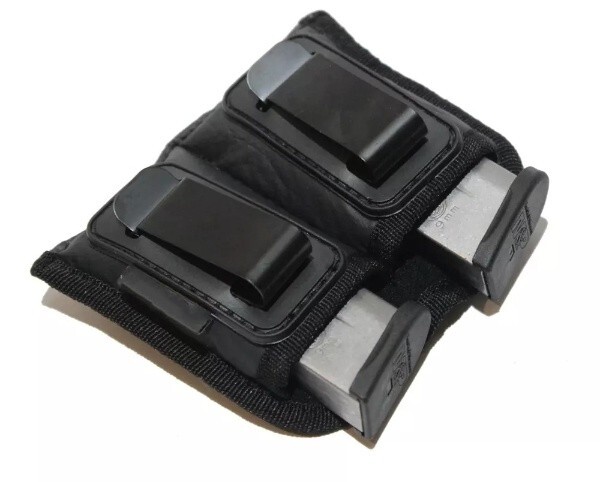 IWB Double Magazine Holster for Single Stack 9mm Mag fits Glock 43, M&P Shield +