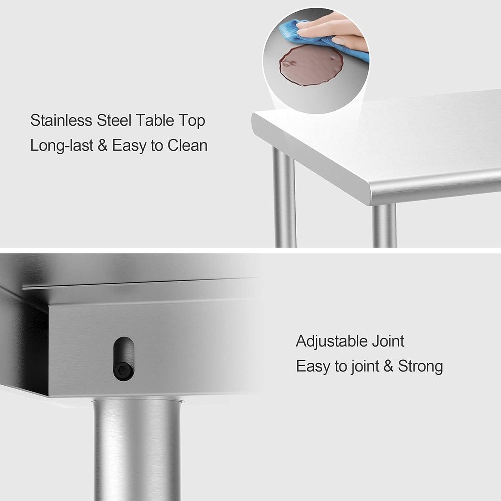 48'' x 24'' Stainless Steel Table for Kitchen Prep & Work Commercial Worktable