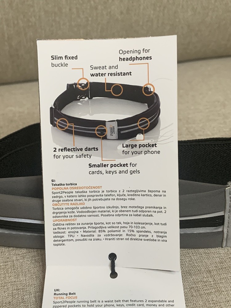 Sport2People Running Belt Classic - Black. NWT