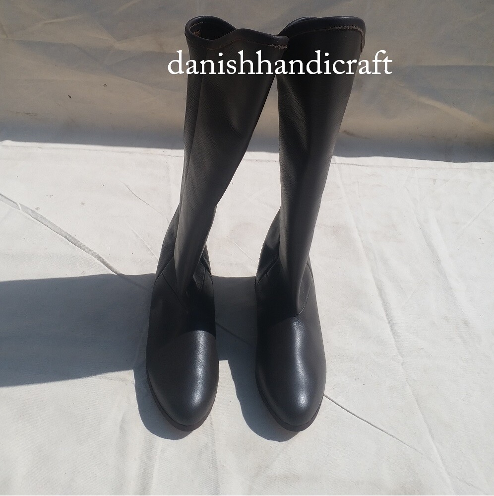Medieval Era Leather pull on boots pair leather long footwear pair new