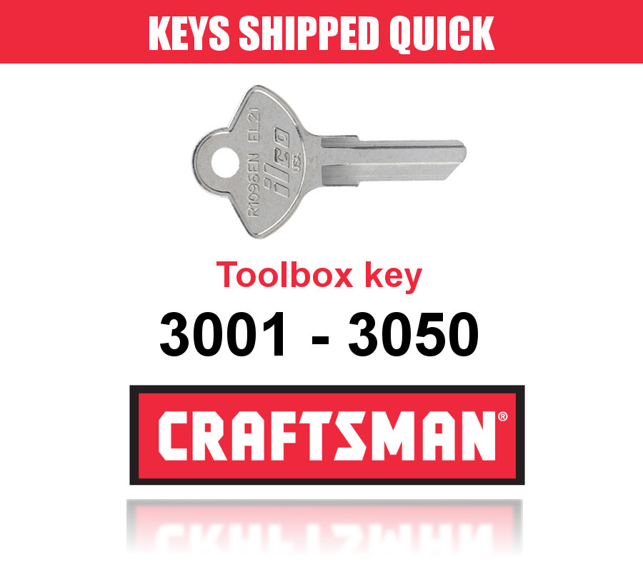 Craftsman toolbox keys / Select your key code / Series 3001 - 3050